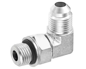 Gates® G63160-4824 Hydraulic Adapter, O-Ring Male Metric to Male JIC 37° Flare, 90-Deg. Elbow, Steel