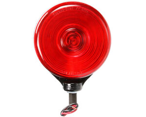 1-Bulb 12V Single-Face Round Pedestal Light w/Snap-On – Red Lens (TRL3756)