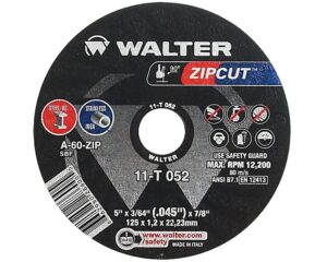 Walter 5″ Diameter, 3/64″ Thick, 7/8″ Arbor, A-60 Grade – Zipcut Cut Off Wheel (11T052)