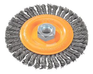 Walter 5" Diameter, 5/8"-11 Abrasive Arbor, Stringer Bead Knotted Wire Brush (13K504)