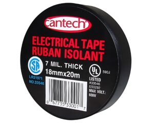 Cantech® 330011820 – General Purpose 3/4″ x 66' Black Electrical Tape (ET34)
