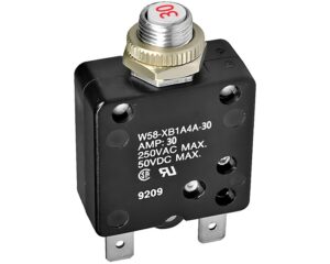 TE/Potter Brumfield 1-Pole 30A 250VAC, Push To Reset – Thermal Circuit Breaker (W58-XB1A4A-30)